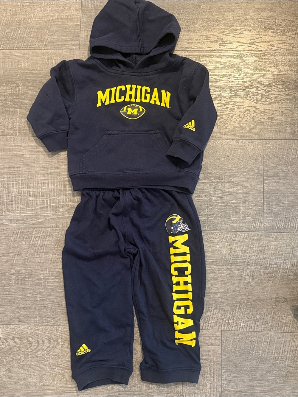 adidas Navy & Yellow Michigan Kids Sweatshirt and Joggers Set